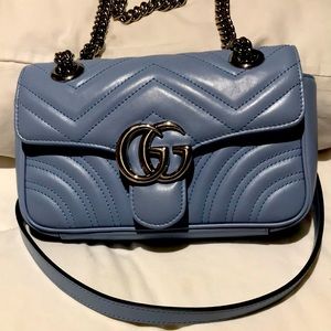 Gucci mini pastel blue leather purse/bag